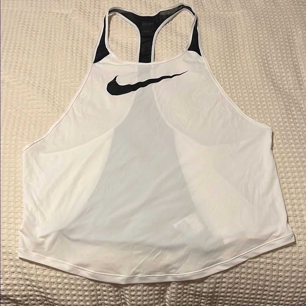 Nike White Sleeveless Tank Top with Racerback Design